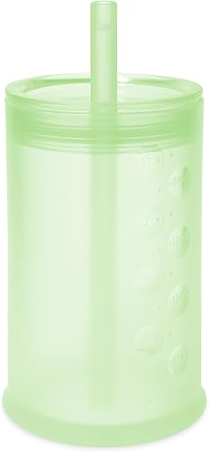 Vista 23 de Olababy - Taza con tapa para entrenamiento 100% de silicona con pajita para bebés y niños pequeños (coral)