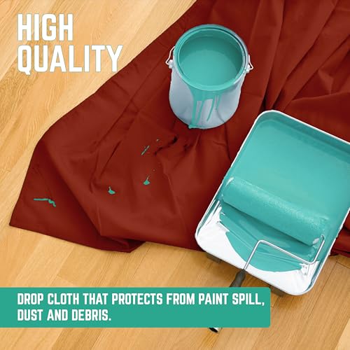 ZUPERIA Lona de Protección Roja (10' x 12' pies - Paquete de 2) - Lona de Lona Pura para Pintura, Cortinas y Protección de Suelos, Lavable y Reutilizable, Cubierta de Pintura Tejida Ajustada para Uso Multipropósito miniatura 4