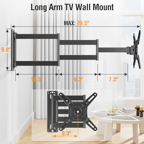 Image of ELIVED Long Arm TV Mount for 14-42 inch TVs Monitors, Max VESA 200x200