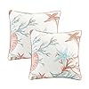 Madison Park Pebble Beach Cotton Printed Cotton Throw Pillow, Coastal Square Decorative Pillow, 20X20, Set of 2, Coral 51aHEKBkkAL. SS100