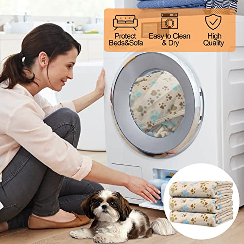 Image of 1 Pack 3 Blankets for Dogs Blankets for Large Dogs Large Dog Blanket Super Soft Fluffy Premium Fleece Pet Blanket Flannel Throw for Dog Puppy Cat Paw,Beige,Blanket(41x31 inch)