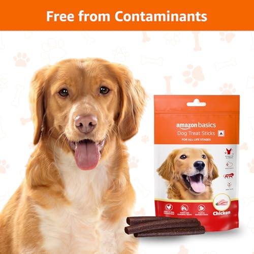 Image of Amazon Basics Chicken Jerky Stick Treat for Young Adult Dogs (140g) (Pack of 3)