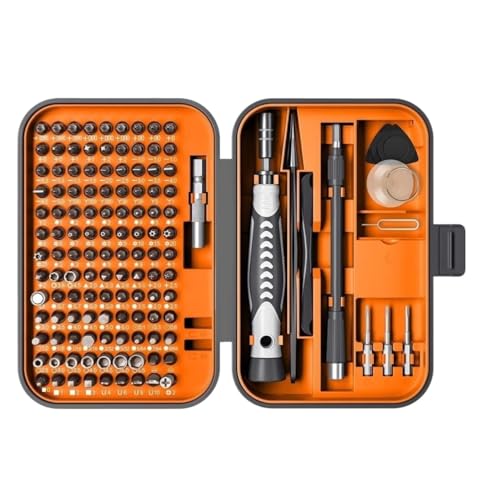 Herramienta Mecanica Juegos De Puntas De Destornillador 130 En 1 Punta De Destornillador Ranurado Torx Hexagonal Con Caja De Herramientas Para Computadora Portátil Electrónica Motocicletas(Oranje)