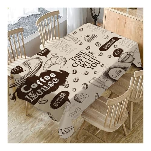 Nappe rectangulaire motif café rétro 70x70 cm imperméable pour table