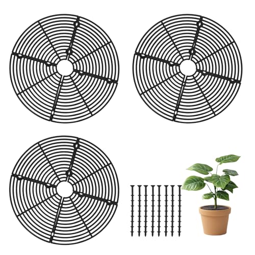 Fanmayhe 3 Pcs Pot Cover Grid Plant Protector from Animal Soil Cover for Indoor Plants, Garden Protection from Animals 11.8