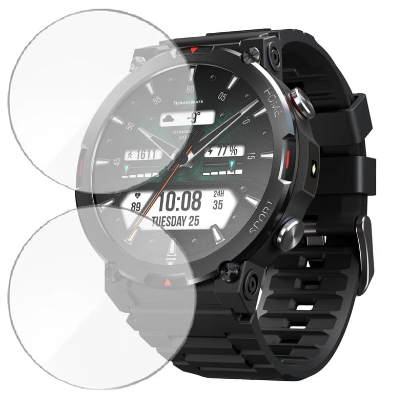 Image of 2-Pack Screen Protector for Cross Beats Everest 1.43 inch Smartwatch - Flexible TPU Screen Guard, HD Clear, Anti Scratch, Bubble Free, Full Coverage Film - Not Tempered Glass