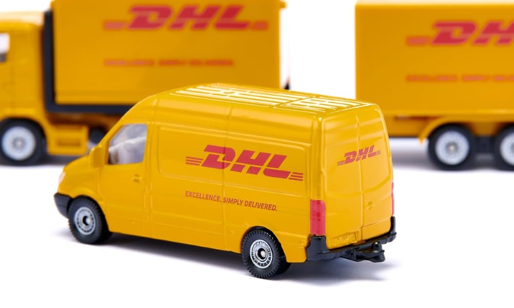 Siku 6324, Set logistico DHL, 4 pezzi, Metallo/Plastica, Giallo, Varie funzioni, Set di giocattoli, Combinabile con modelli stessa scala