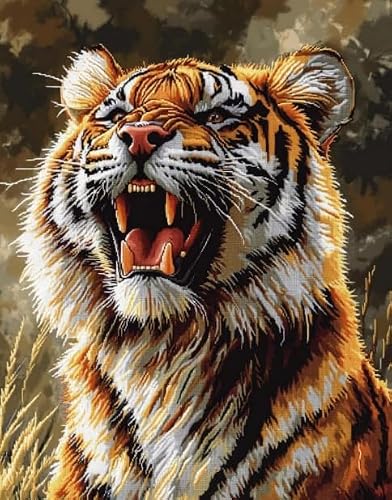 FanZheZhe Easy Cross Stitch Kits 50x70cm Tiger 11CT Stamped Embroidery Starter Kit for Cross-Stitch Supplies Needlework Craft