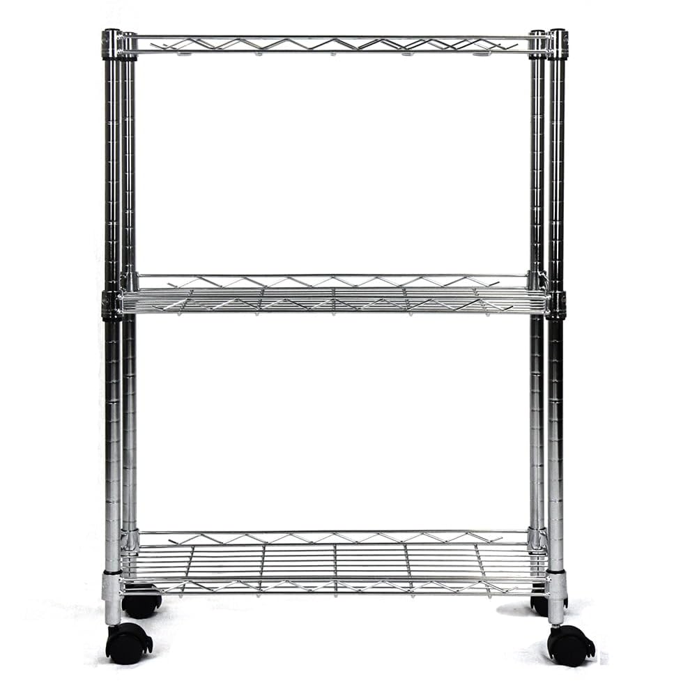 Cocina Carrello multiuso con scaffali a 3 livelli, cromato, carrello di servizio vassoio rimovibile da bar cucina rotelle Estante de almacenamiento