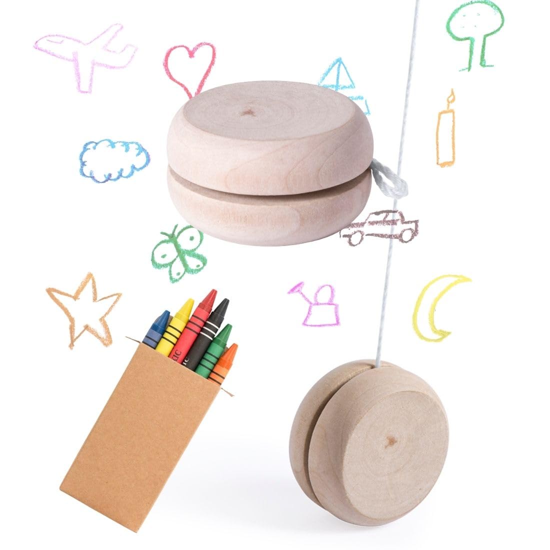 Pack 25/50/100 Yoyos de Madera para Personalizar, Pack de Yoyos de Madera DIY, Lote al por Mayor (100)