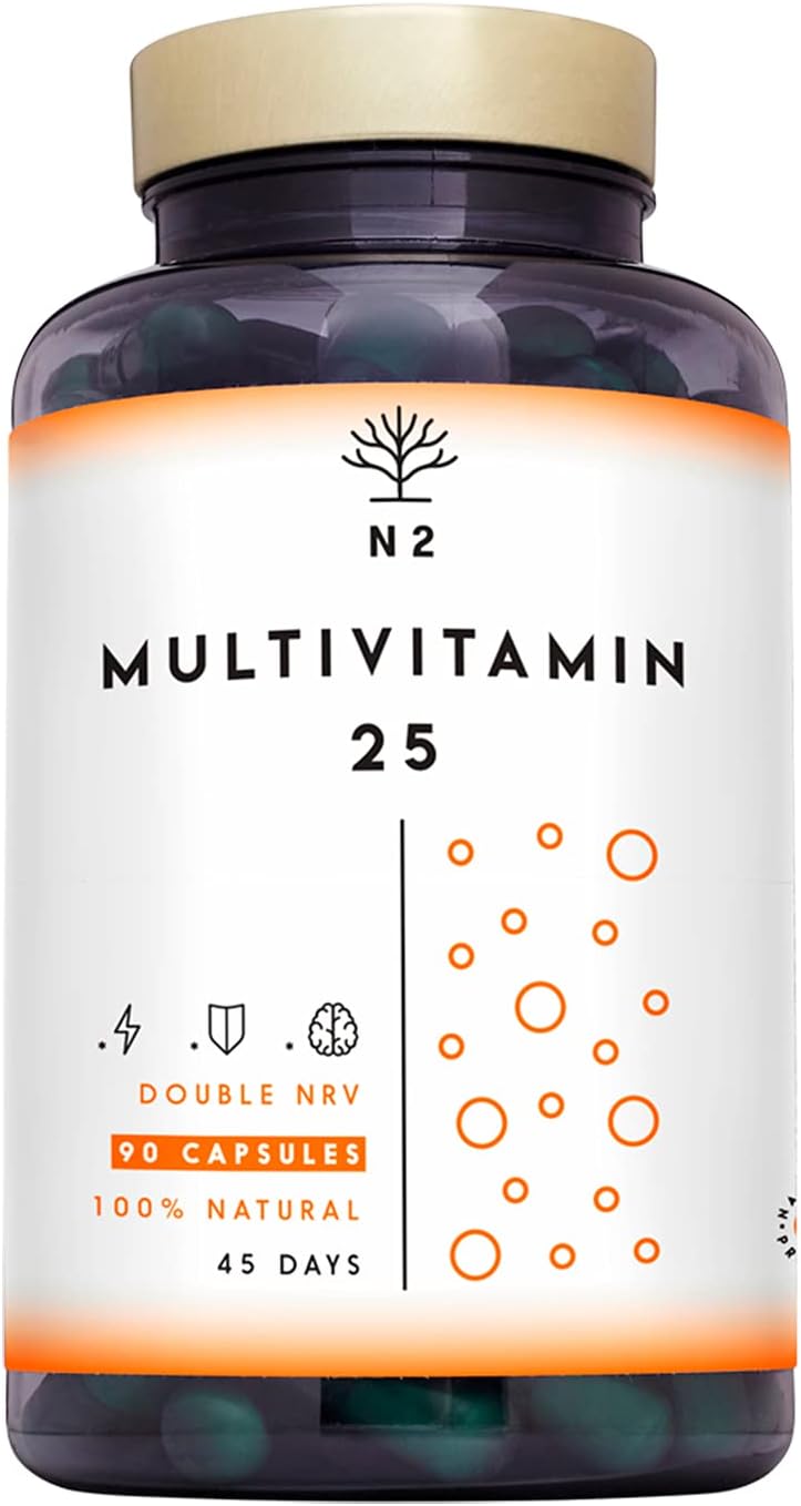 Vitamin C and D - HIGH DOSE 200% of The Recommended Daily Value - Multivitamin 25 Vitamins & Minerals Zinc Magnesium Vitamin E B1 B12 B6 - Women Men 90 Capsules N2 Natural Nutrition