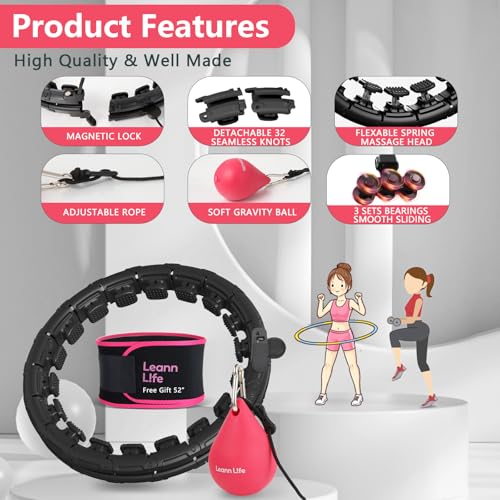 Leann L!Fe 32 Knots 19"- 65", Magnetic Lock Smart Weighted Hula Hoop For Adults Weight Loss thumb #3