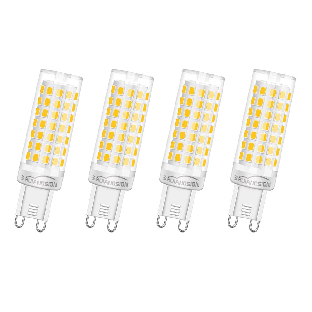 Ruiandsion G9 LED Bulb Dimmable AC 220-240V 6W LED Light Equivalent to 60W T4 Bin-pin Halogen Bulb Daylight White 5000K Chandelier Lighting Home Lighting - Pack of 4