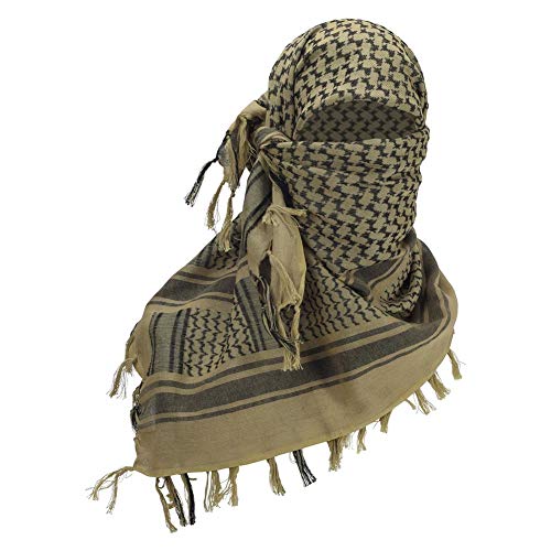 TG Shemagh Tactical Military Keffiyeh Scarf Shawl Neck Head Wrap 100% Cotton (Tan/Black)