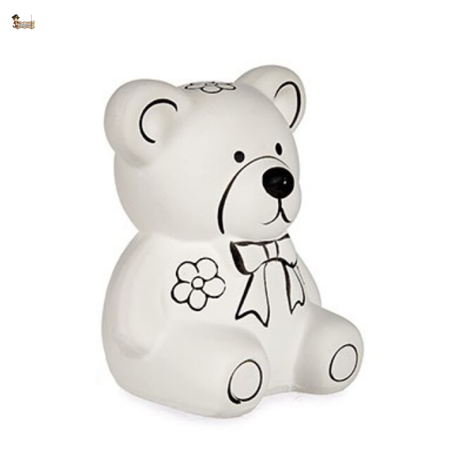 BricoLoco Kit set juego manualidades infantil para niños, niñas y adultos. Hucha cerámica para pintar. Figura decoración (Oso)