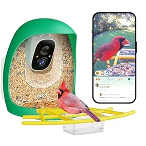Bird Feeder with Camera | AI Recognition, Solar-Charged Video Bird Feeder Camera, Auto-Capture Video & Bird Arrival Alerts | Ideal Gift for Bird Enthusiasts | Connects to Bird Lover Community App