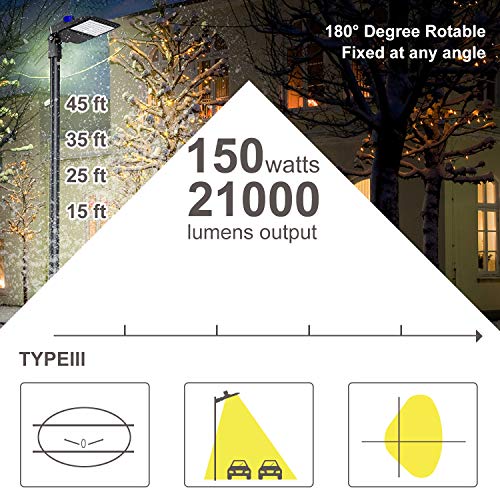 Oayataco 150W Led Parking Lot Light- 21000Lm(140Lm/W), Etl Certified Ip66 Commercial Led Area Lighting, 5000K Pole Light With Dusk To Dawn Photocell- Slip Fitter, Led Shoebox Light, Brown #TOP3