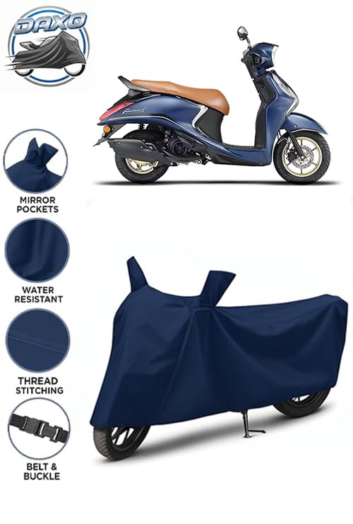 Image of Waterproof Scooty Cover for Yamaha Fascino 125 | All Weather Protection from Rain, Dust, UV Rays & Scratches with Mirror Pockets & Buckle Belt | Fascino 125 Scooty Cover