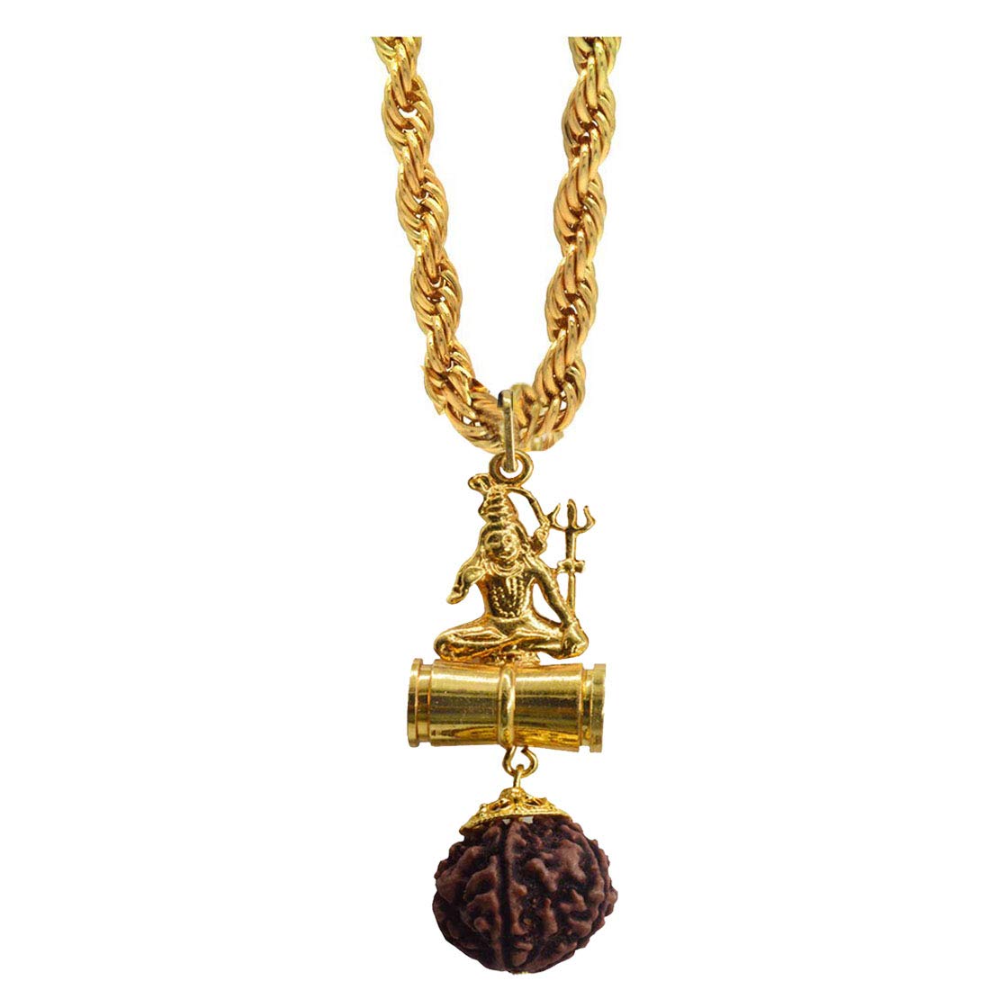 Religious Jewelry Loard Shiv Shankar Mahadev Locket with Rope Chain Gold Plated Brass Necklace Pendant for Men and Boys-image-37