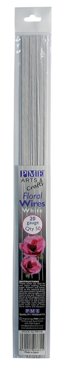 PME Sugarcraft Floral Wires White 20 Gauge, 36 cm, Pack of 50