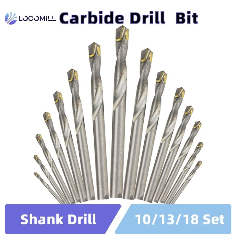 Brocas de vástago recto carburo tungsteno, 10/13/18 Uds., 3-20mm, for perforación cerámica aleación hierro
