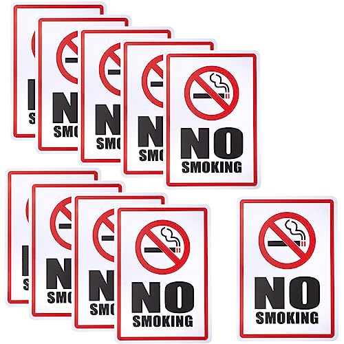 Image of CVANU NO SMOKING Warning Safety Self-Adhesive Waterproof PVC Vinyl Sign Sticker Size (11.7inchX8.3inch) Pack of 10