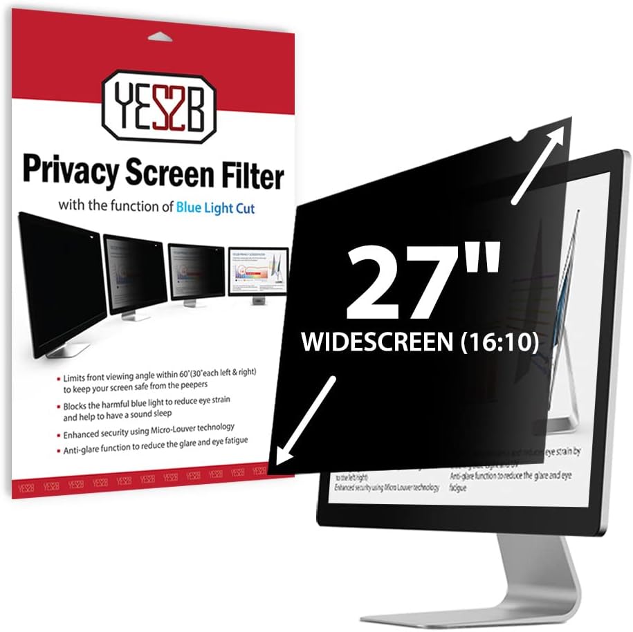 23.6 Inch Monitor Privacy Screen Filter for 16:9 Widescreen Display - Computer, Monitor, Desktop PC, Anti Spy, Blue Light Blocking and Anti Glare Protector, Anti-Peeping Shield, Made in Korea