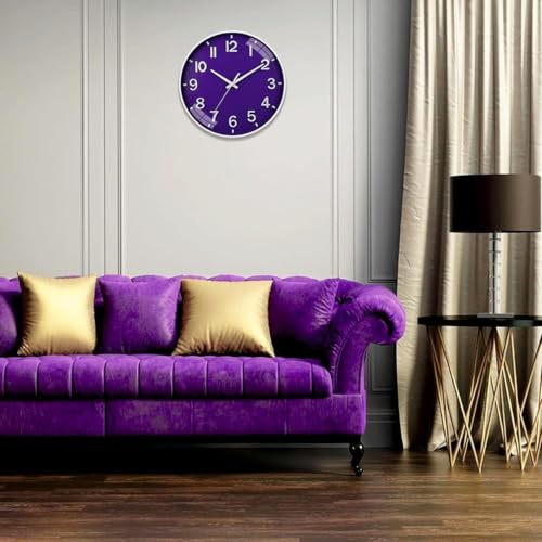 Image of TEKCOOL Plastic Digital Wall Clock 12 inch Silent Quartz Decorative Non-Ticking Classic Clock Battery Operated Round Easy to Read for Room /Home /Kitchen /Bedroom /Office /School (Purple)'