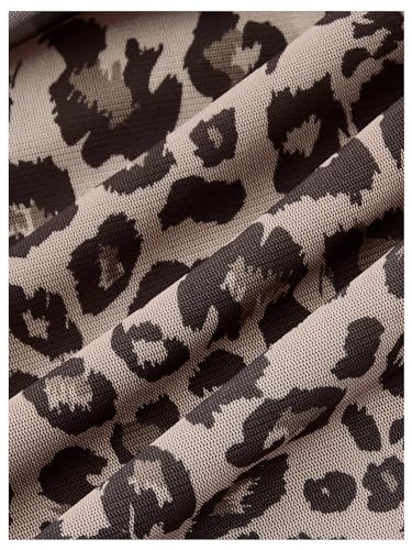 Women's Y2K Leopard Print Halter Dress Sexy Ruched Tie Backless Tiered Layer Mini Dresses Cheetah Mesh Ruffle Dress3