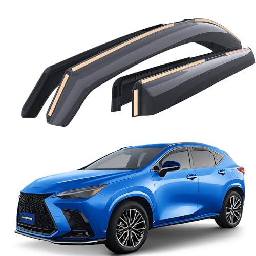 Goodyear Shatterproof Window Deflectors for Lexus NX 2022-2026, Tape-on Rain Guards, Window Visors, Vent Deflector Visor, Car Accessories, 4 pcs. - GY008093