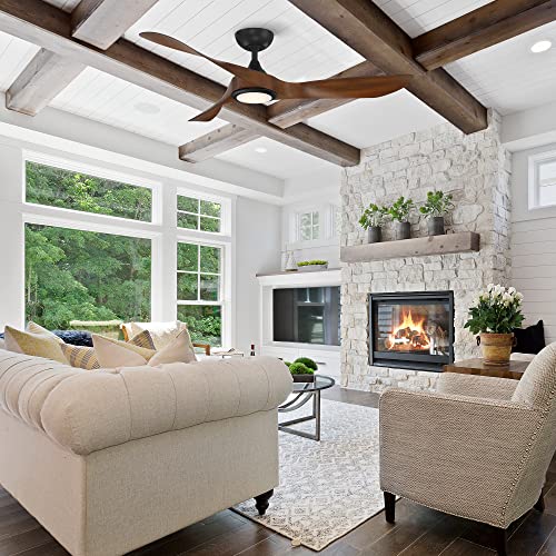WAC Lighting Swirl 3-Blade Aluminum Smart Ceiling Fan in Matte Black/Brown thumbnail 11