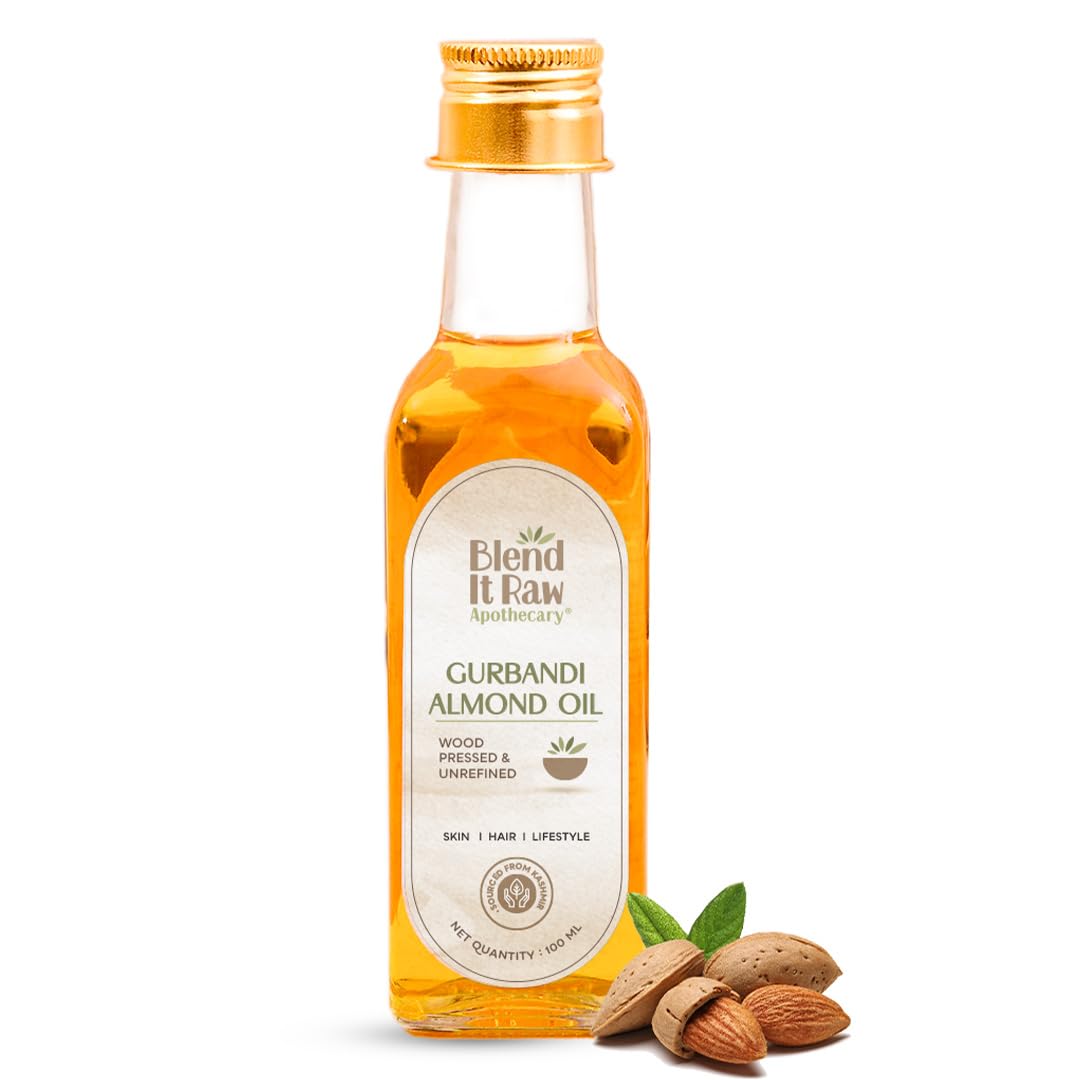 Blend It Raw Apothecary Gurbandi Almond Oil [Kolhu Pressed Gurbandi Badam Tel] for baby massage, skin & hair, 100ml-image-26
