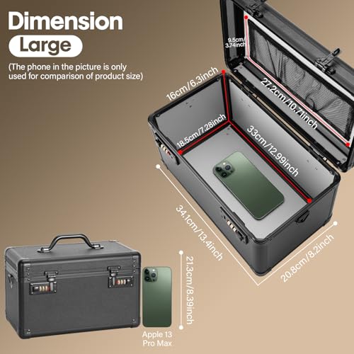 LOCKCURX Lock Box - Security Combination Lock Box, Locking Storage Case for Personal Items and Medicine, Childproof Lockable Lockbox for Home/Office/School, 13.4x8.2x7.6 Inch, Black by LOCKCURX - Used condition - Image 3