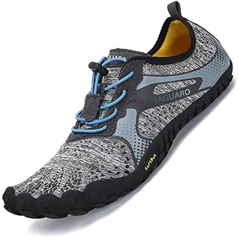 SAGUARO Barfußschuhe Herren Zehenschuhe Barfussschuhe Damen Fitnessschuhe Hallen Outdoor Traillaufschuhe Minimalistische Grau 42 EU Cover