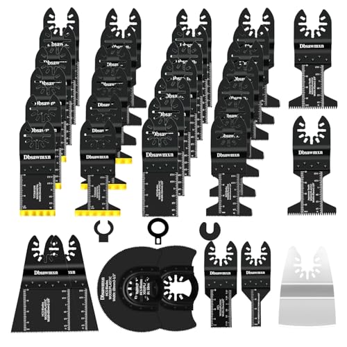 35PCS Multitool Blades Metal Cuts, Quick Release Oscillating Tool Blades for Metal Wood Nails Drywall Cutting, DIY and Pro Saw Blades Set Compatible with Dewalt Milwaukee Ryobi Dremel