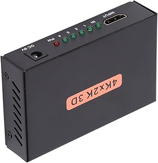 Goshyda Splitter, Switch, 1 in 4 Out 3840x2160 30HZ High Definition Multimedia Interface Switcher Box, for DVD/Laptop/LCD TV/Computer (UK Plug)