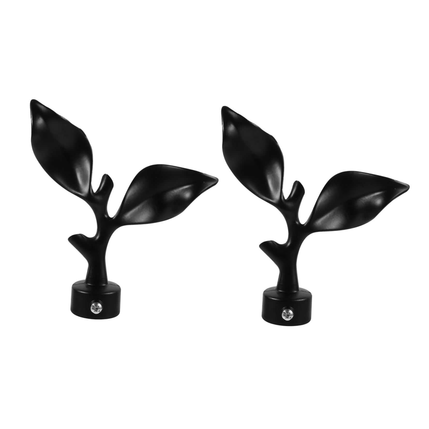 Unomor 2Pcs Decorative Curtain Rod Matte Leaf Design Elegant Window Treatment Accessories Easy Installation for Living Bedroom Decor