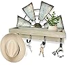 RootyHeart Windmill Key Holder Wall Mount Decorative Wall Mounted Key and Mail Rack with Shelf Farmhouse Wall Decor 4 Rustic Hooks for Coats Keys Gray Western Key Holder for Wall
