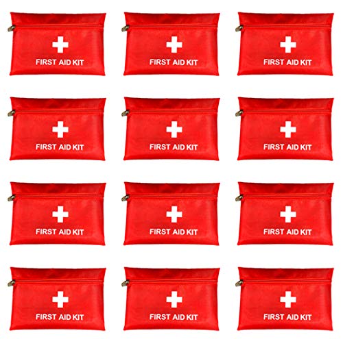 Image of Red First Aid Bag Empty First Aid Kit Empty Waterproof First Aid Pouch Small Mini for First Aid Kits Pack Emergency Hiking Backpacking Camping Travel Car Cycling (Red, 7.9x5.5 inch 12 Pack)