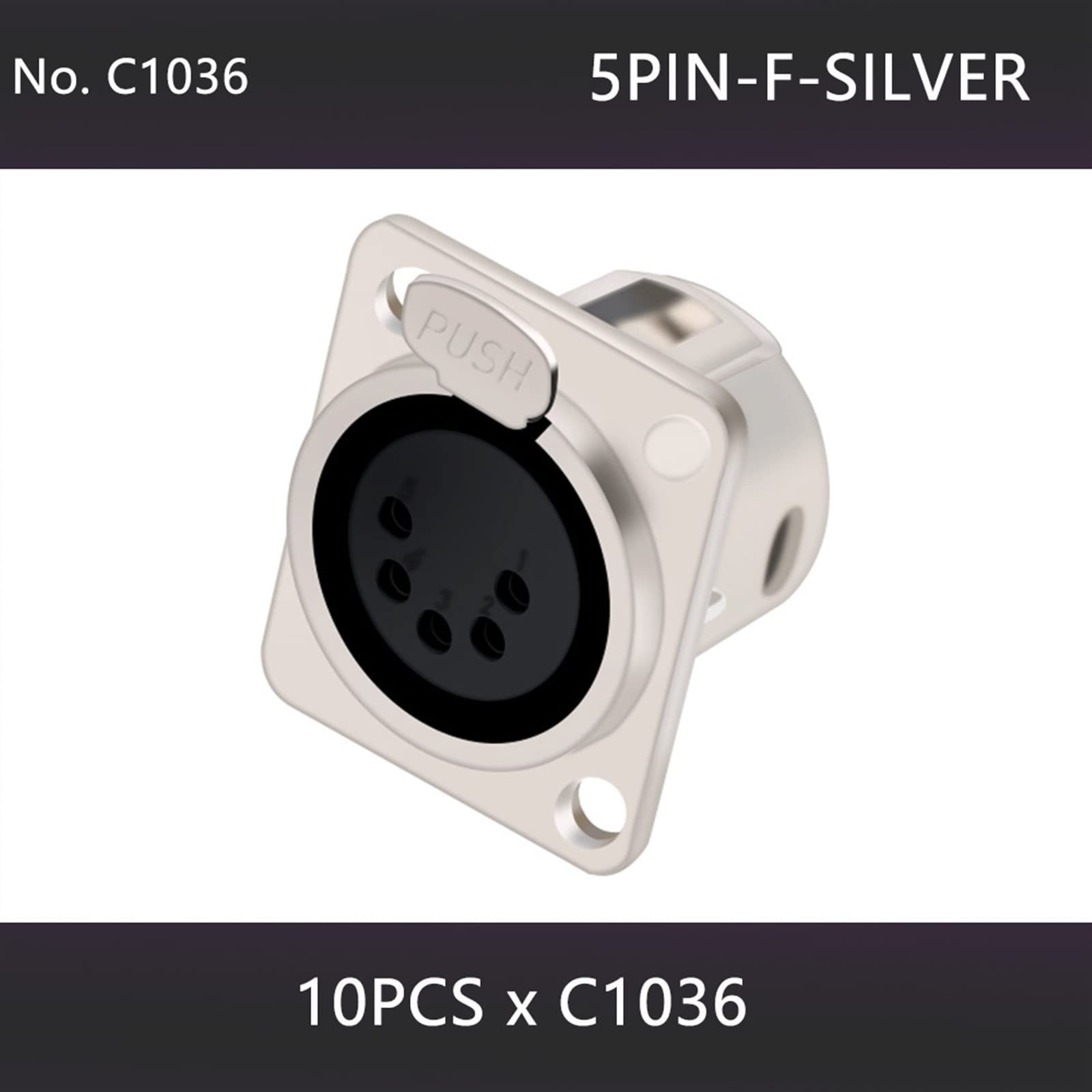 3/4/5 Pin XLR Żeński Gniazdo Panel Montażowy XLR Podwozie Wtyk Mikrofonu Mic Kabel Terminal Kabel Złącze 10 sztuk (Rozmiar: C1036)