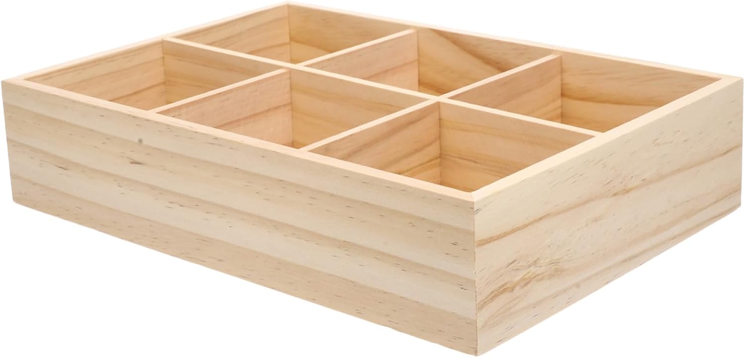 1pc Wooden Tea Bag Storage Box Compartments Organizer for Sugar Packets and Spice Pouches for Coffee Bars and Kitchen Countertops Rustic Design