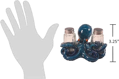Miniatura 2 de The Bridge Collection Octopus Kraken - Juego de salero y pimentero, juego de 3 piezas, artículos de cocina náuticos, divertidos saleros y pimenteros