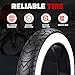 ZUKKA Fat Bike Tire 20 x 4,0 Zoll Mountain Bike Tire Fat Tire 20 Zoll ETRTO 98-406 Heavy Duty Deep Grooves Foldable Replacement All Terrain,Weiße Wand