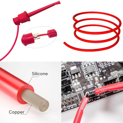 Image of Test Leads, 2 Pcs Test Hook to Test Hook Test Cables Wires, Multimeter Electrical Test Dual Lead Test Hook Clips for Electronic Testing(Black*1 & Red*1)