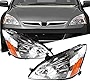 Headlight Assembly Compatible with 2003-2007 Honda Accord OE Replacement HO2502120 HO2503120 Chrome Housing Clear Lens Left Driver Right Passenger Side Headlamps with Amber Reflector