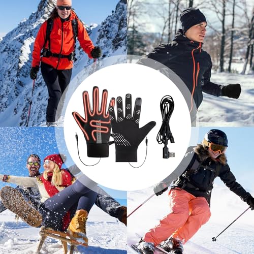 Gants chauffants électriques avec 3 modes réglables alimentés USB - 5