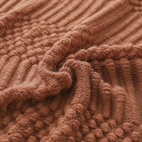 PANDAHOME Textured Throw Blanket Soft Vintage Decorative Knitted Blanket for Couch, Bed, Farmhouse and Home Decor, 51\" x 67\", Terracotta