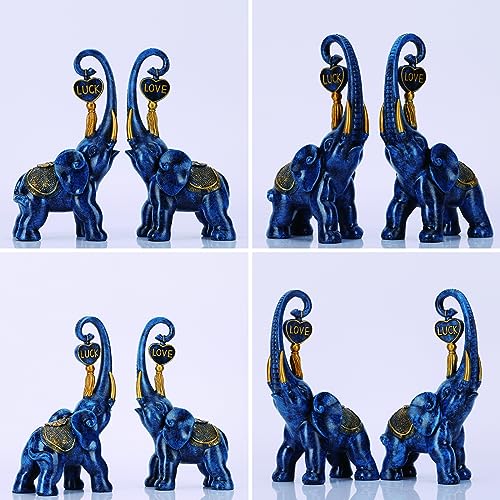 Estatua de Elefantes Azul Juego 2 Piezas Decoración Hogar miniatura 7
