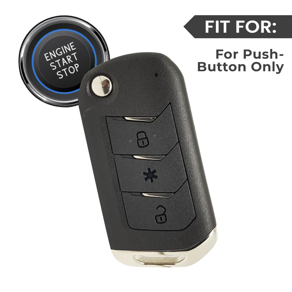 Keyzone Dual Leather Key Cover for Thar, Scorpio, Bolero, XUV700, XUV400, XUV300, TUV300, Marazzo 3 Button flip Key (Push Button Start Models only) (Black-Brown)