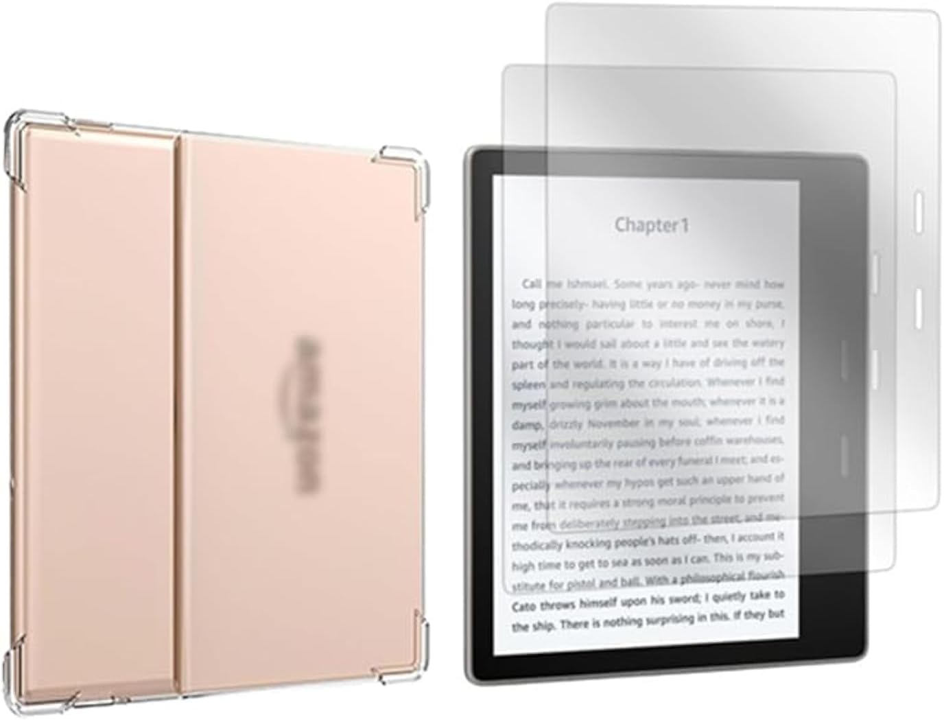 JENKEM compatible for Kindle Oasis Case 7" 10th Generation 2019/9th Generation E-Reader 2017, Reinforced Corners Bumper Slim Soft Clear TPU Back Cover with Screen Protectors Film Guards (1+2PACK)